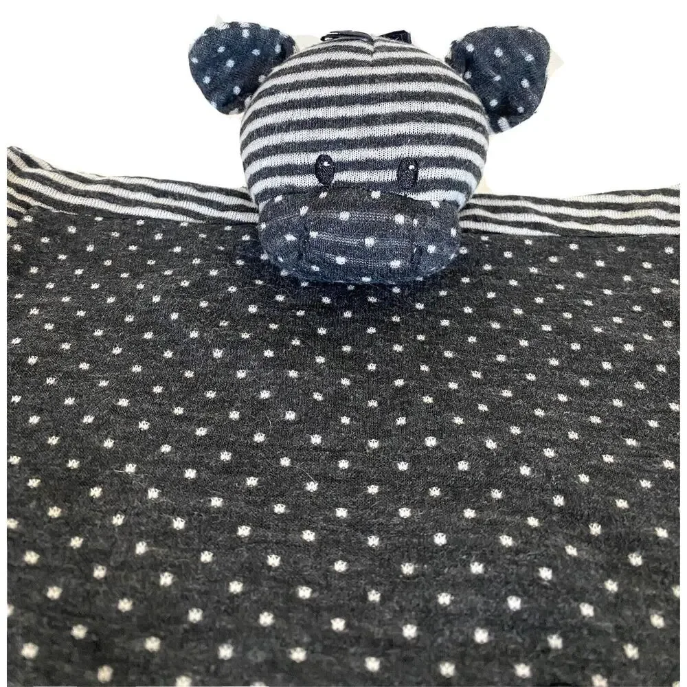 Zebra Baby Lovey Security Blanket Cotton Knotted Soother Dark Gray Demdaco